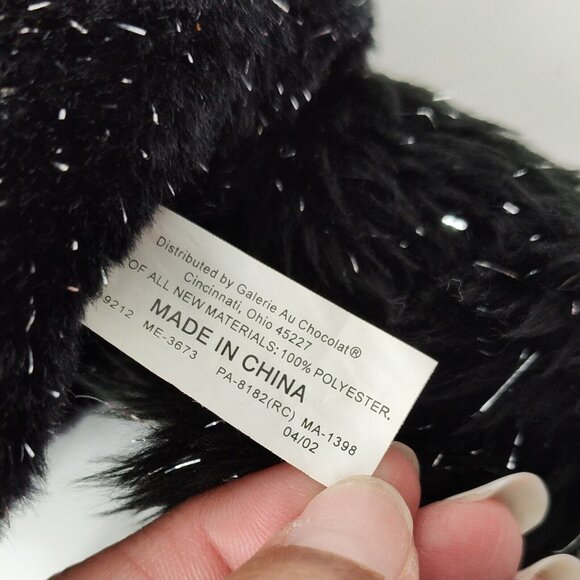 Galerie Au Chocolat Halloween Black Cat Purple Bow Silver Metallic 7.5 x 11" - Picture 5 of 6